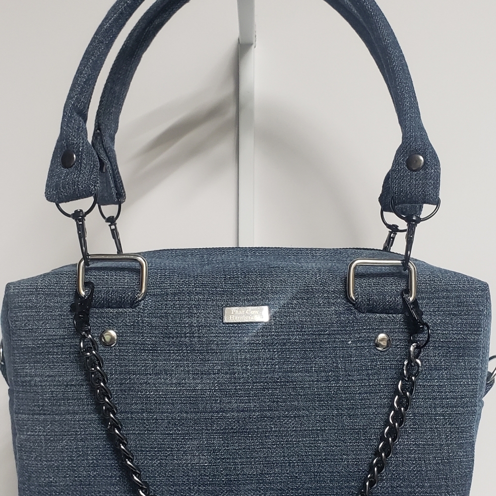 Blue Denim And Cotton Mini Handbag.